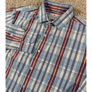 Mizzen &‎ Main Standard Fit Performance Dress Shirt Plaid Button Up Mens Large